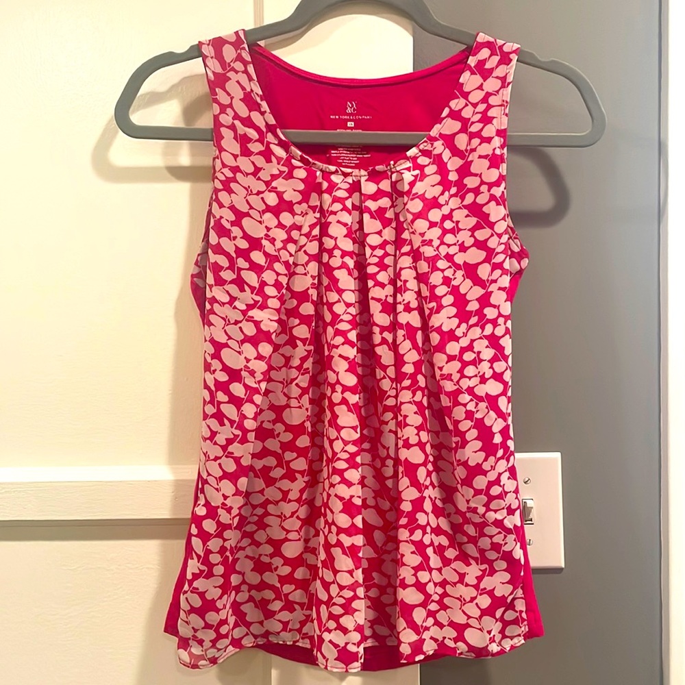 Pink tank top with floral overlay